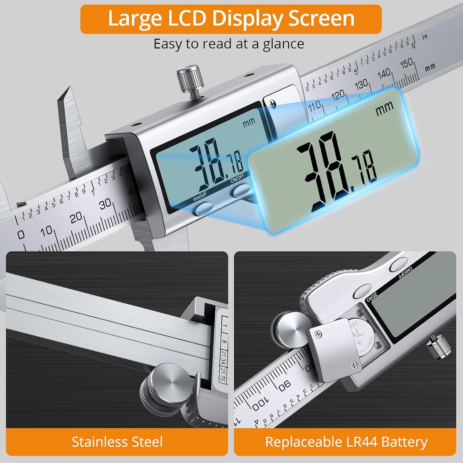 High-Precision Stainless-Steel Digital Vernier Caliper 6 inch/150mm