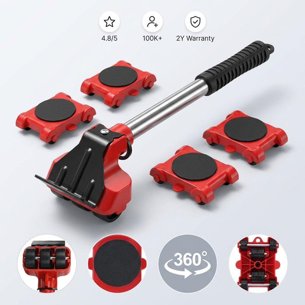 4-Piece Heavy Duty Furniture Lifting & Moving Kit - Lifts Up to 330 lbs Effortlessly