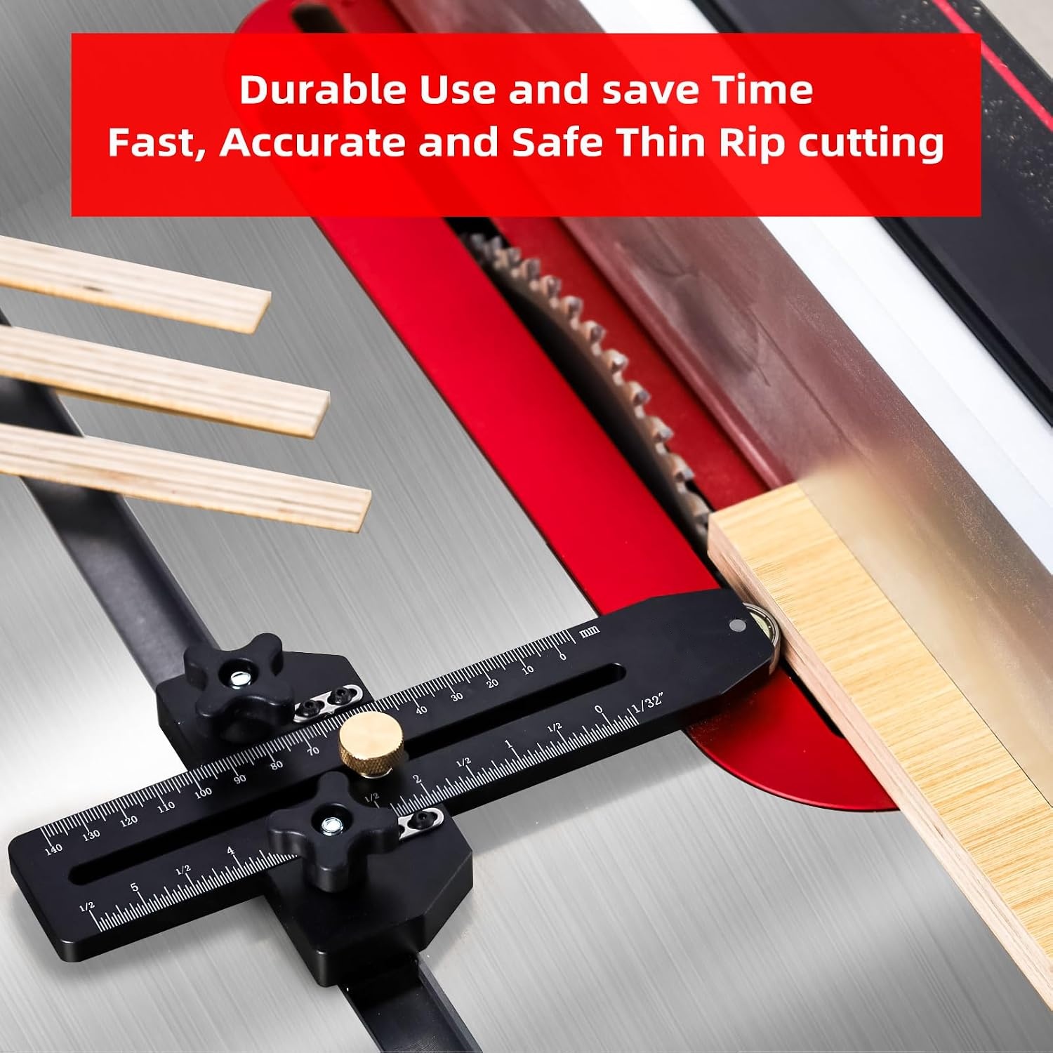 Tenvik™ Thin Rip Jig Table Saw Guide — Precision Repeat Narrow Strip Cutting Jig